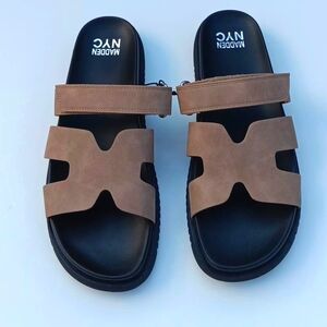 MADDEN NYC Women's Beige Footbed Sandals - 10